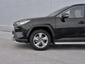 18 899 р. Защита переднего бампера (2 трубы Ø42 мм, нержавейка) SLITKOFF Toyota RAV4 XA50 5 дв. дорестайлинг (2018-2025)  с доставкой в г. Вологда. Увеличить фотографию 4