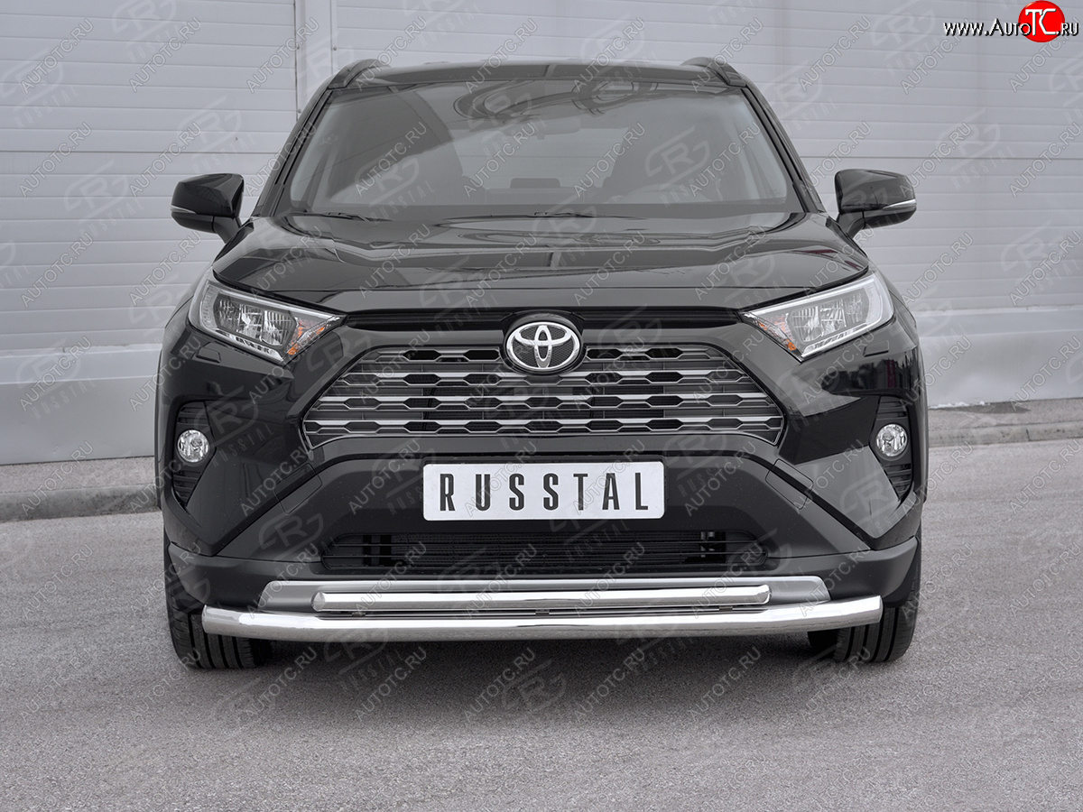 19 999 р. Защита переднего бампера (2 трубы Ø63 и 42 мм, нержавейка) SLITKOFF Toyota RAV4 XA50 5 дв. дорестайлинг (2018-2025)  с доставкой в г. Вологда