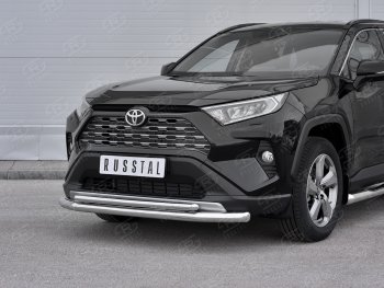19 999 р. Защита переднего бампера (2 трубы Ø63 и 42 мм, нержавейка) SLITKOFF Toyota RAV4 XA50 5 дв. дорестайлинг (2018-2025)  с доставкой в г. Вологда. Увеличить фотографию 2