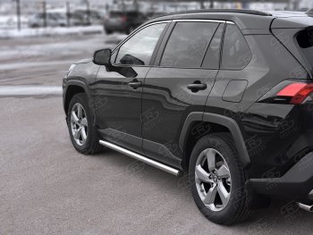 18 799 р. Защита порогов на SLITKOFF труба d63 Toyota RAV4 XA50 5 дв. дорестайлинг (2018-2025) (защита порогов с заглушками на торцах)  с доставкой в г. Вологда. Увеличить фотографию 2