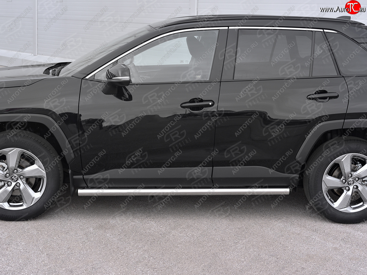18 799 р. Защита порогов на SLITKOFF труба d63 Toyota RAV4 XA50 5 дв. дорестайлинг (2018-2025) (защита порогов с заглушками на торцах)  с доставкой в г. Вологда