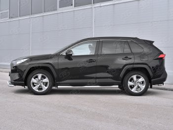 22 549 р. Защита порогов на SLITKOFF труба d76 с накладкой Toyota RAV4 XA50 5 дв. дорестайлинг (2018-2025) (защита порогов с заглушками на торцах)  с доставкой в г. Вологда. Увеличить фотографию 3