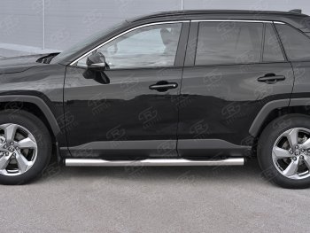 22 549 р. Защита порогов на SLITKOFF труба d76 с накладкой Toyota RAV4 XA50 5 дв. дорестайлинг (2018-2025) (защита порогов с заглушками на торцах)  с доставкой в г. Вологда. Увеличить фотографию 2