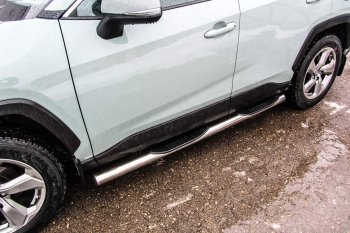 Защита порогов Slitkoff (Ø76 мм, с проступями) Toyota RAV4 XA50 5 дв. дорестайлинг (2018-2025)