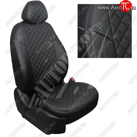 8 749 р. Чехлы сидений AUTOPILOT Экокожа Ромб (40/60, с вырезом под подлокотник). Toyota RAV4 XA50 5 дв. дорестайлинг (2018-2025) (Черный + Черный)  с доставкой в г. Вологда