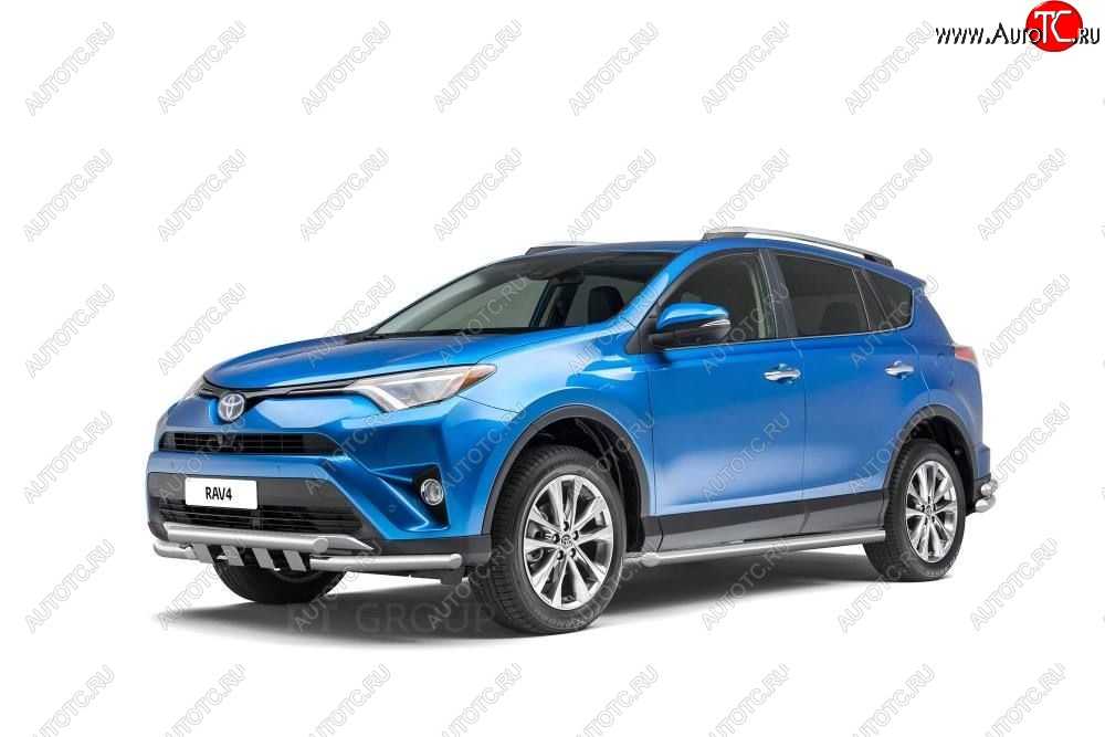 23 399 р. Защита порогов из трубы Ø63 Petroil Tuning Toyota RAV4 XA40 5 дв. рестайлинг (2015-2019) (Нержавеющая полированная сталь)  с доставкой в г. Вологда