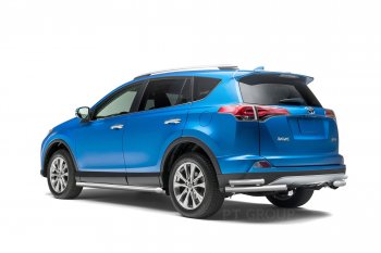 23 399 р. Защита порогов из трубы Ø63 Petroil Tuning Toyota RAV4 XA40 5 дв. рестайлинг (2015-2019) (Нержавеющая полированная сталь)  с доставкой в г. Вологда. Увеличить фотографию 2