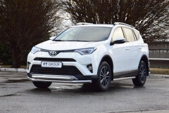 23 399 р. Защита порогов из трубы Ø63 Petroil Tuning Toyota RAV4 XA40 5 дв. рестайлинг (2015-2019) (Нержавеющая полированная сталь)  с доставкой в г. Вологда. Увеличить фотографию 4
