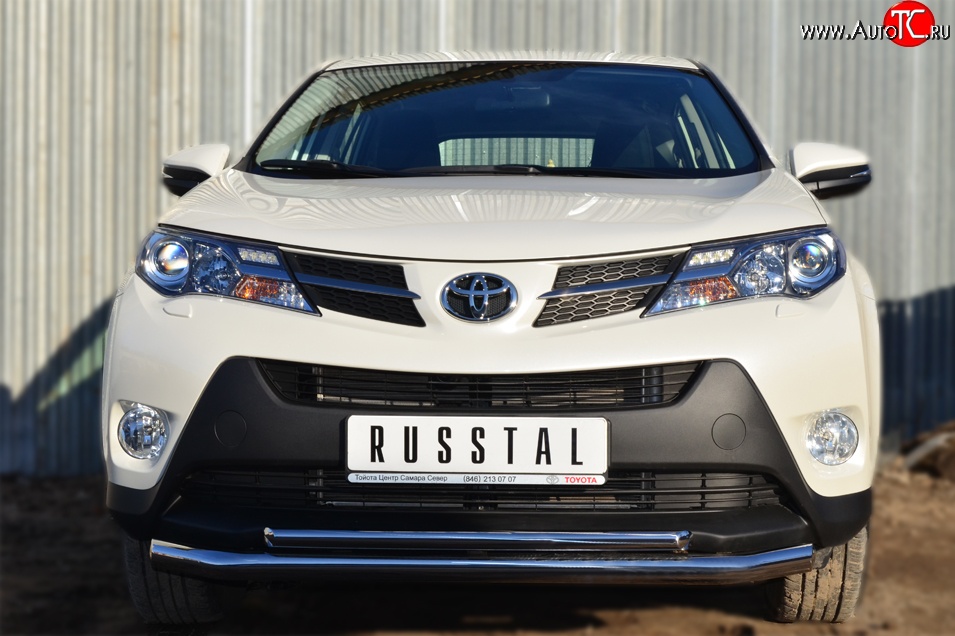 17 799 р. Защита переднего бампера (2 трубыØ63 и 42 мм, нержавейка) SLITKOFF Toyota RAV4 XA40 5 дв. дорестайлинг (2012-2015)  с доставкой в г. Вологда