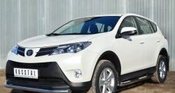14 449 р. Защита порогов с пластиковыми вставками для ног из круглой трубы диаметром 76 мм Russtal Toyota RAV4 XA40 5 дв. дорестайлинг (2012-2015) (Защита порогов с со скосами на торцах (вариант 1))  с доставкой в г. Вологда. Увеличить фотографию 4