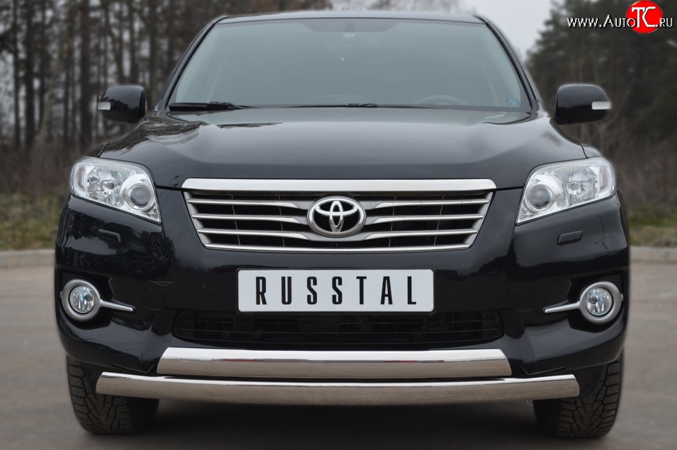 16 849 р. Защита переднего бампера (2 трубыØ75х42 мм, нержавейка) Russtal Toyota RAV4 XA30 5 дв. 2-ой рестайлинг (2010-2013)  с доставкой в г. Вологда