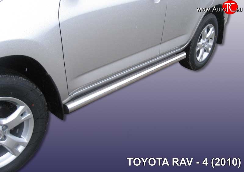 13 649 р. Защита порогов из круглой трубы диаметром 76 мм Slitkoff Toyota RAV4 XA30 5 дв. 2-ой рестайлинг (2010-2013) (Цвет: нержавеющая полированная сталь)  с доставкой в г. Вологда