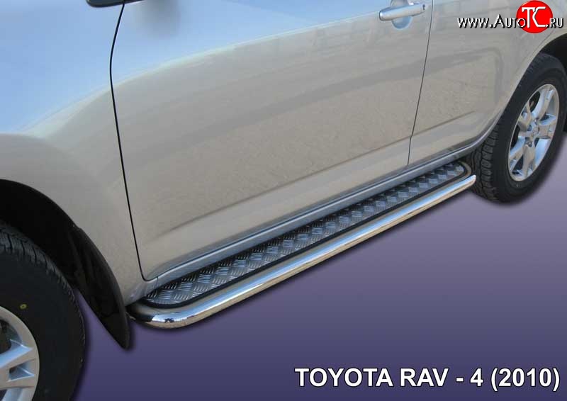 15 499 р. Широкая защита порогов с трубой диаметром 57 мм Slitkoff Toyota RAV4 XA30 5 дв. 2-ой рестайлинг (2010-2013) (Нержавеющая полированная сталь)  с доставкой в г. Вологда