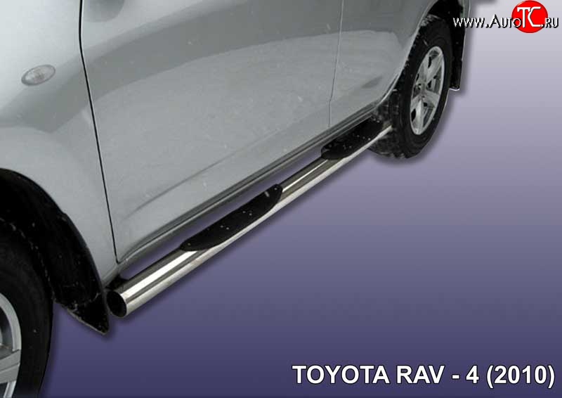 15 699 р. Защита порогов из трубы d76 мм с пластиковыми вставками для ног Slitkoff Toyota RAV4 XA30 5 дв. 2-ой рестайлинг (2010-2013) (Цвет: нержавеющая полированная сталь)  с доставкой в г. Вологда