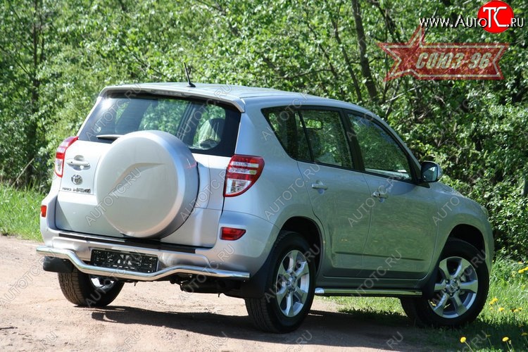 1 043 р. Фигурная защита заднего бампера диаметром 60 мм на стандарт Souz-96 Toyota RAV4 XA30 5 дв. 2-ой рестайлинг (2010-2013)  с доставкой в г. Вологда