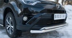 19 549 р. Защита переднего бампера (2 трубыØ63 и 42 мм, нержавейка) SLITKOFF Toyota RAV4 XA40 5 дв. рестайлинг (2015-2019)  с доставкой в г. Вологда. Увеличить фотографию 2