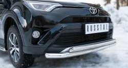 15 449 р. Защита переднего бампера (2 трубыØ75х42 и 63 мм, нержавейка) Russtal Toyota RAV4 XA40 5 дв. рестайлинг (2015-2019)  с доставкой в г. Вологда. Увеличить фотографию 2