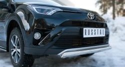 12 499 р. Защита переднего бампера (Ø75х42 мм, нержавейка) Russtal Toyota RAV4 XA40 5 дв. рестайлинг (2015-2019)  с доставкой в г. Вологда. Увеличить фотографию 2