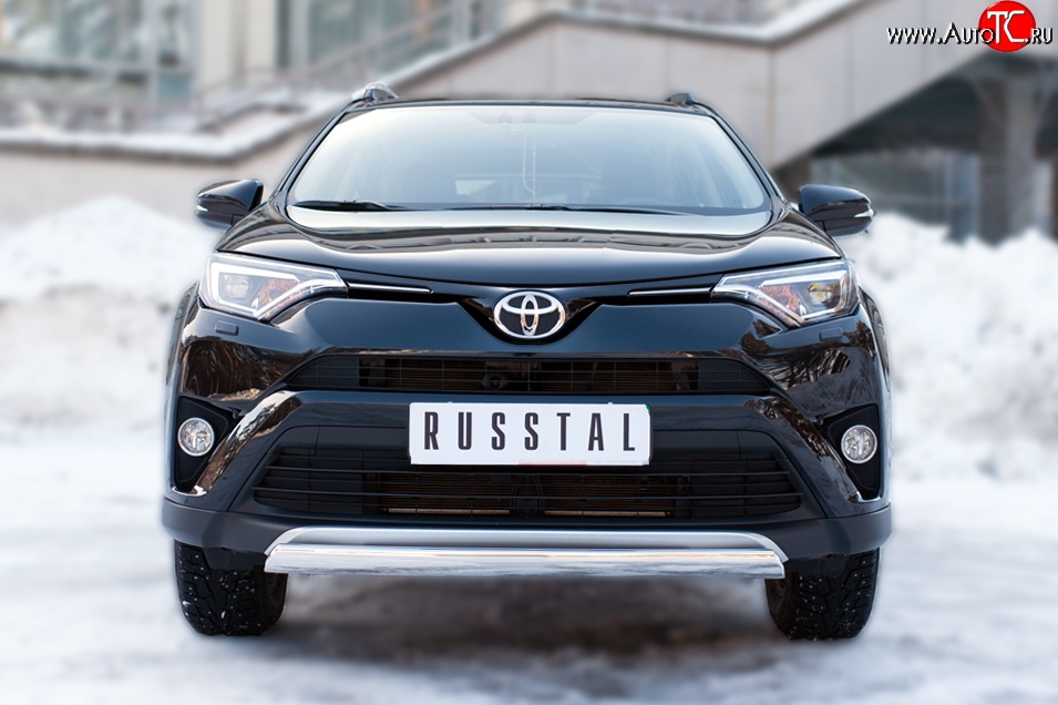 12 499 р. Защита переднего бампера (Ø75х42 мм, нержавейка) Russtal Toyota RAV4 XA40 5 дв. рестайлинг (2015-2019)  с доставкой в г. Вологда