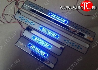 3 149 р. Накладки на порожки автомобиля с подсветкой CT v3 Toyota RAV4 XA40 5 дв. дорестайлинг (2012-2015)  с доставкой в г. Вологда