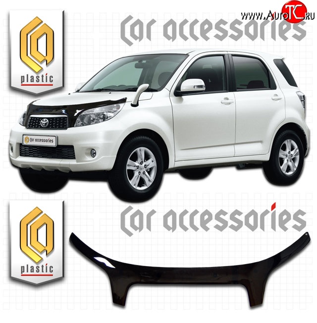 2 599 р. Дефлектор капота CA-Plastic exclusive  Toyota Rush  J200 (2006-2016) дорестайлинг, рестайлинг (Classic черный, Без надписи)  с доставкой в г. Вологда