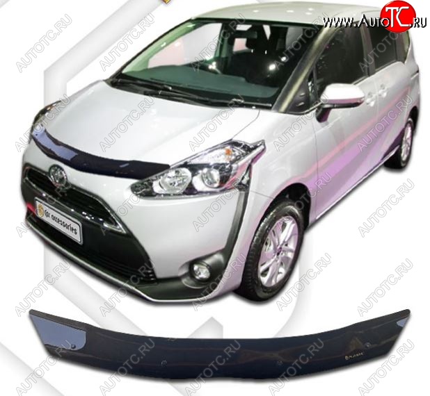 1 839 р. Дефлектор капота CA-Plastiс Toyota Sienta XP170 дорестайинг (2015-2019) (Classic черный, Без надписи)  с доставкой в г. Вологда