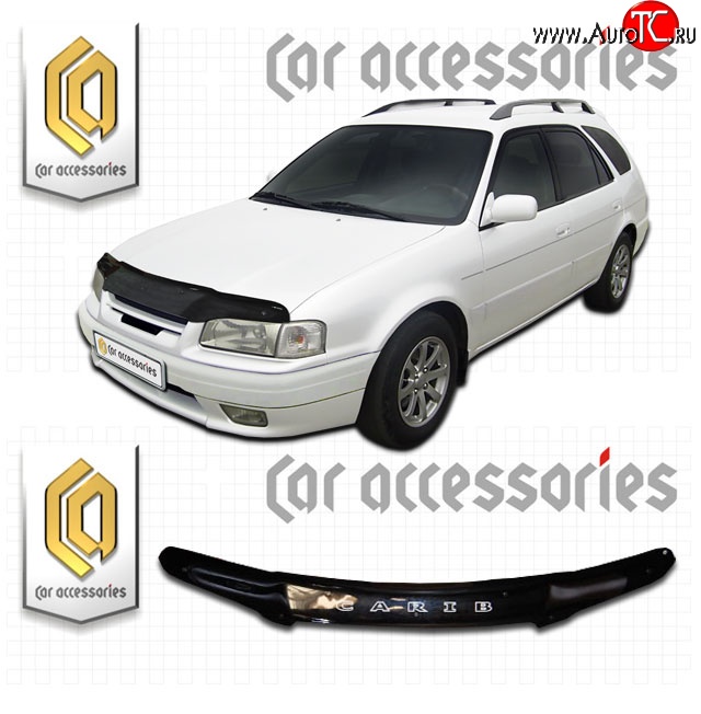 1 999 р. Дефлектор капота CA-Plastic  Toyota Sprinter Carib (1995-1997) (Classic черный, Без надписи)  с доставкой в г. Вологда