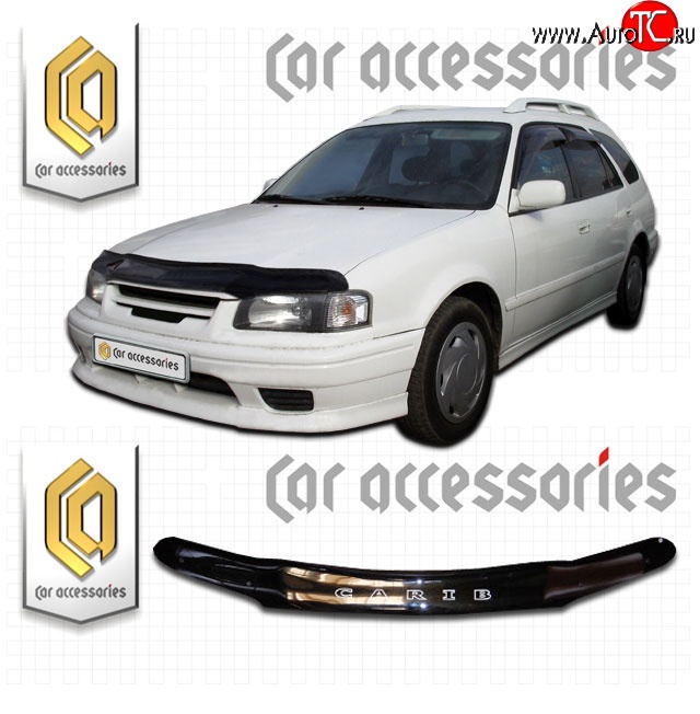 1 839 р. Дефлектор капота CA-Plastic  Toyota Sprinter Carib (1997-2001) (Classic черный, Без надписи)  с доставкой в г. Вологда