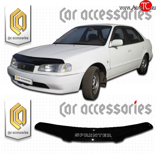 2 079 р. Дефлектор капота CA-Plastic  Toyota Sprinter  E110 (1995-2000) дорестайлинг седан, рестайлинг седан (Classic черный, Без надписи)  с доставкой в г. Вологда