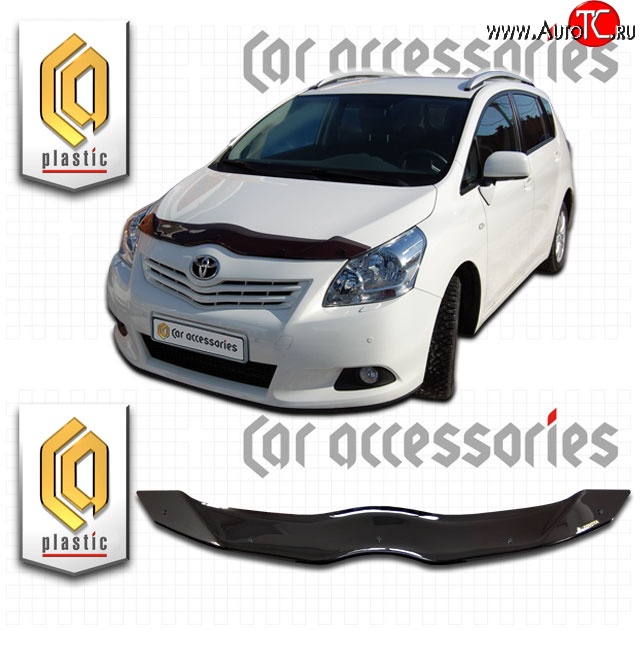 1 899 р. Дефлектор капота CA-Plastic Toyota Verso R20 дорестайлинг (2009-2012) (серия Classic черный, Без надписи)  с доставкой в г. Вологда