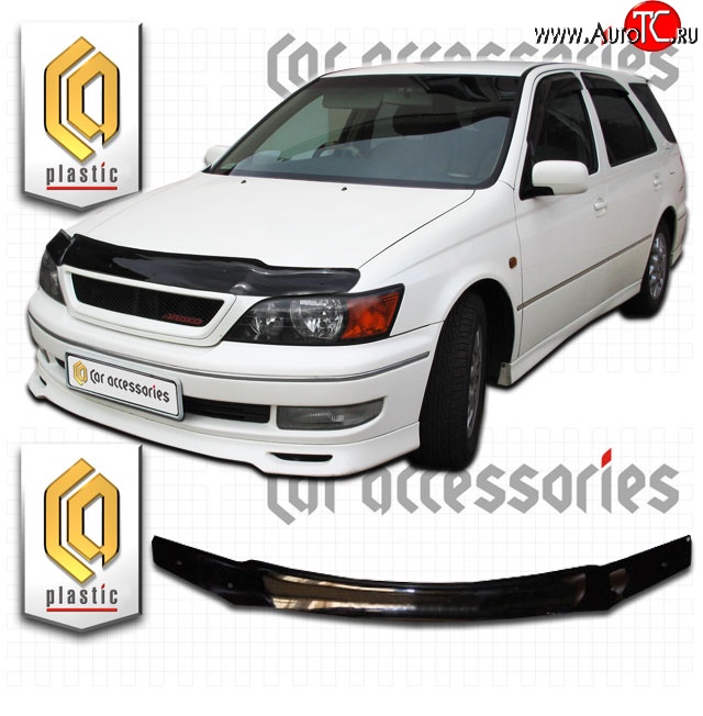 1 599 р. Дефлектор капота CA-Plastic Toyota Vista Ardeo V50 дорестайлинг универсал (1998-2000) (Classic черный, Без надписи)  с доставкой в г. Вологда