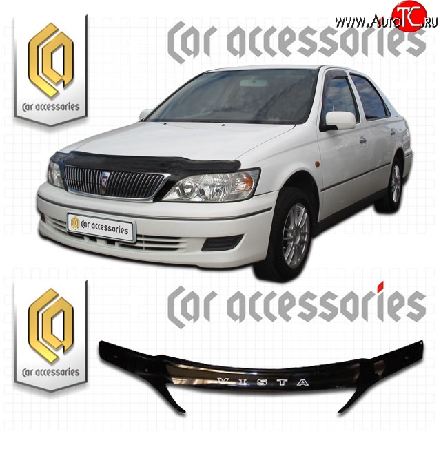 2 399 р. Дефлектор капота CA Plastic exclusive  Toyota Vista  V50 (1998-2000) дорестайлинг седан (Classic черный, Без надписи)  с доставкой в г. Вологда