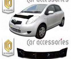 2 079 р. Дефлектор капота CA-Plastic Toyota Vitz XP90 хэтчбэк 5 дв. дорестайлинг (2005-2007) (серия Classic черный, Без надписи)  с доставкой в г. Вологда. Увеличить фотографию 2
