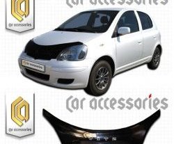 2 599 р. Дефлектор капота CA-Plastic exclusive  Toyota Vitz  XP10 (1999-2005) хэтчбэк 3 дв. дорестайлинг, хэтчбэк 3 дв. рестайлинг, хэтчбэк 5 дв. рестайлинг (серия Classic черный, Без надписи)  с доставкой в г. Вологда. Увеличить фотографию 2