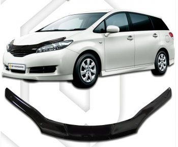 2 159 р. Дефлектор капота CA-Plastic Toyota Wish XE20 дорестайлинг (2009-2012) (серия Classic черный, Без надписи)  с доставкой в г. Вологда. Увеличить фотографию 2