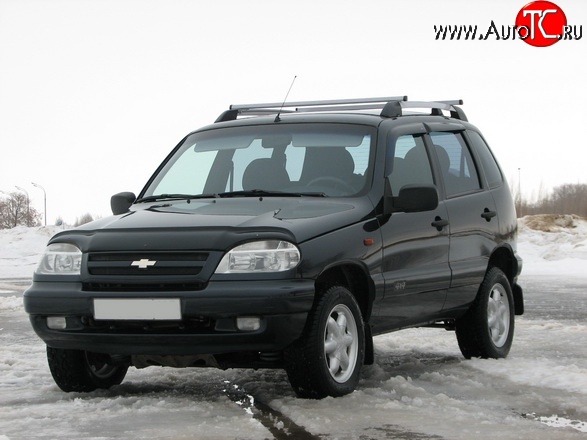 5 299 р. Рейлинги АПС L Лада 2123 (Нива Шевроле) дорестайлинг (2002-2008) (Башмак черный, рейлинг серый)  с доставкой в г. Вологда