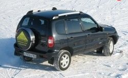 5 299 р. Рейлинги АПС L Лада 2123 (Нива Шевроле) дорестайлинг (2002-2008) (Башмак черный, рейлинг серый)  с доставкой в г. Вологда. Увеличить фотографию 3