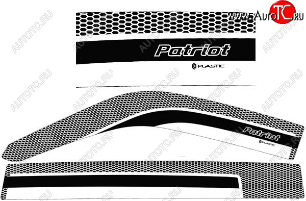 2 299 р. Дефлектора окон CA-Plastic  Уаз Патриот ( 3163 5-дв.,  3163 5 дв.) (2014-2025) 1-ый рестайлинг, 2-ой рестайлинг (Серия Art черная, Без хром.молдинга)  с доставкой в г. Вологда