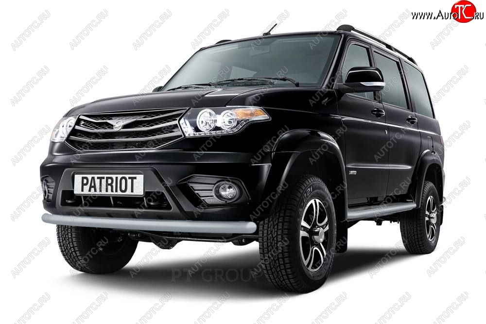 5 999 р. Защита переднего бампера одинарная из трубы d63 мм Petroil Tuning Уаз Патриот 23632 1 рестайлинг пикап (2014-2016) (Черный (Шагрень))  с доставкой в г. Вологда
