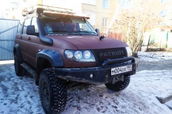 8 699 р. Решетка радиатора CrTuning - Чёрный БРУТ Уаз Патриот 23632 дорестайлинг пикап (2008-2014) (Установка с металлическим бампером, Без надписи PATROT)  с доставкой в г. Вологда. Увеличить фотографию 2