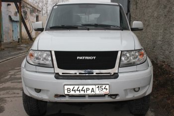 12 499 р. Решетка радиатора CrTuning Уаз Патриот 23632 дорестайлинг пикап (2008-2014) (Сетка черная, С надписью PATRIOT, Неокрашенная)  с доставкой в г. Вологда. Увеличить фотографию 8