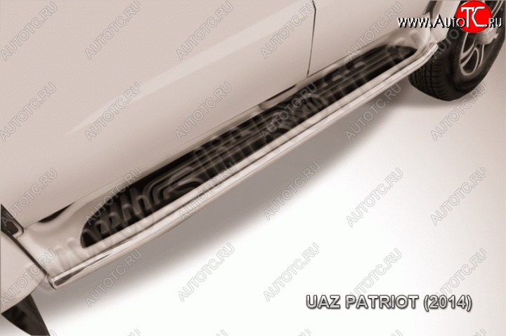 10 449 р. Защита штатных порогов из трубы диаметром 42 мм Slitkoff Уаз Патриот 3163 5 дв. 2-ой рестайлинг (2017-2025) (Цвет: нержавеющая полированная сталь)  с доставкой в г. Вологда