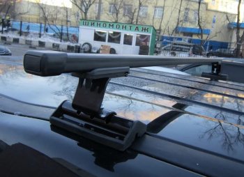 3 049 р. Багажник универсальный на крышу INTER С-15 (на крышу с винтовым соединением предусмотренным автопроизводителем) Lifan 630 (2013-2014) (Поперечины стальные (1400 мм, без обтекателя опор))  с доставкой в г. Вологда. Увеличить фотографию 3