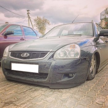 579 р. Универсальная губа (юбка) переднего бампера Cruze Style Renault Clio KH98 дорестайлинг универсал (2012-2016)  с доставкой в г. Вологда. Увеличить фотографию 7
