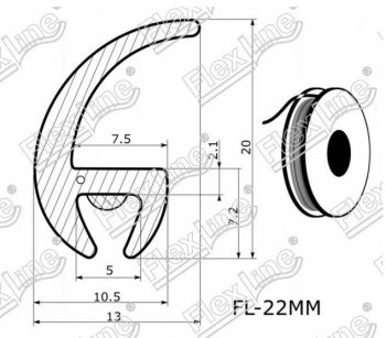 197 р. Универсальный уплотнитель FlexLine (22 mm, 1 погонный метр) Hyundai Atos MX дорестайлинг (1997-2003)  с доставкой в г. Вологда. Увеличить фотографию 2