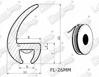 239 р. Универсальный уплотнитель FlexLine (26 mm, 1 погонный метр) Honda Airwave 1 GJ рестайлинг (2008-2010)  с доставкой в г. Вологда. Увеличить фотографию 2