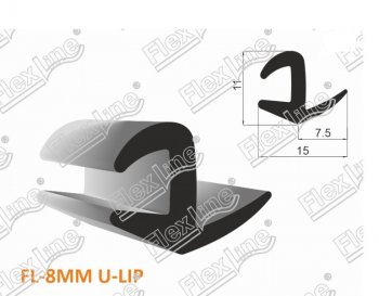 197 р. Универсальный уплотнитель FlexLine (8 mm U-LIP, 1 погонный метр) Seat Alhambra 7M рестайлинг (2000-2010)  с доставкой в г. Вологда. Увеличить фотографию 2