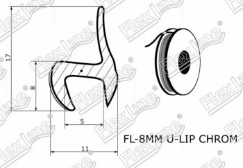109 р. Универсальный уплотнитель FlexLine (жесткий 8 mm U-LIP, хромированная полоса, 1 погонный метр) INFINITI G35 V35 седан (2002-2007)  с доставкой в г. Вологда. Увеличить фотографию 2