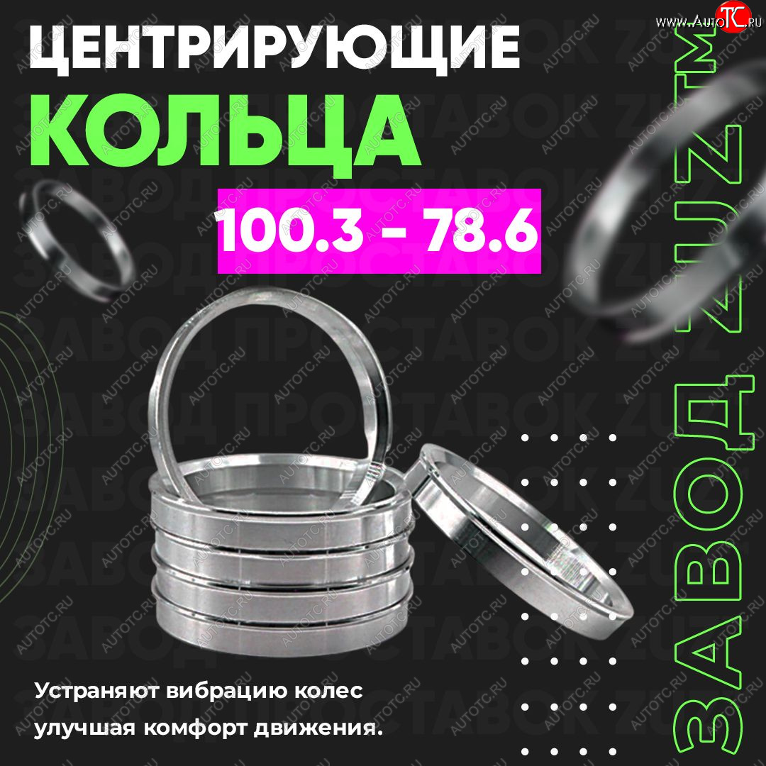 1 849 р. Алюминиевое центровочное кольцо   (4 шт) ЗУЗ 78.6 x 100.3    с доставкой в г. Вологда