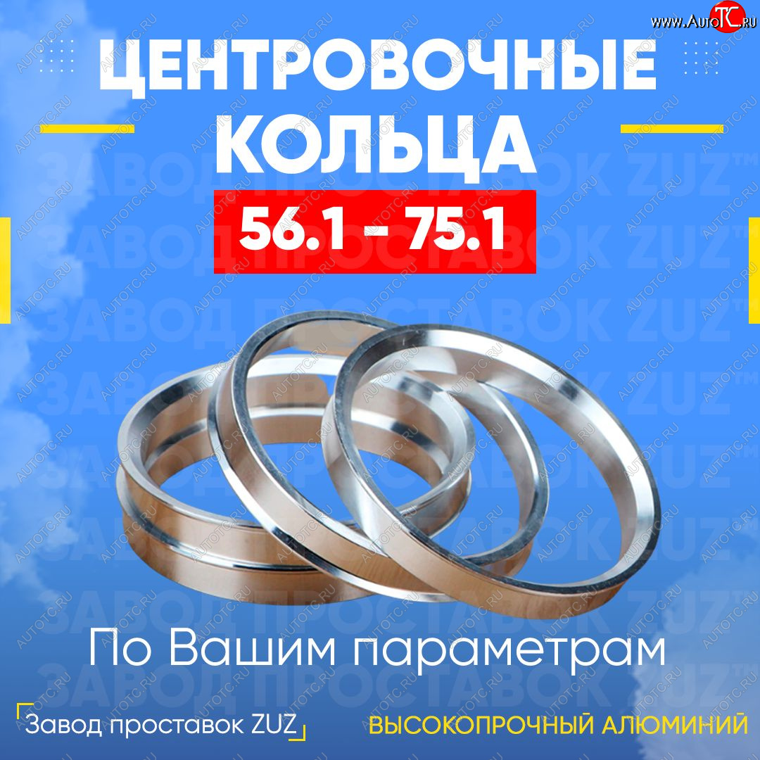 1 849 р. Алюминиевое центровочное кольцо (4 шт) ЗУЗ 56.1 x 75.1    с доставкой в г. Вологда